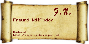 Freund Nándor névjegykártya